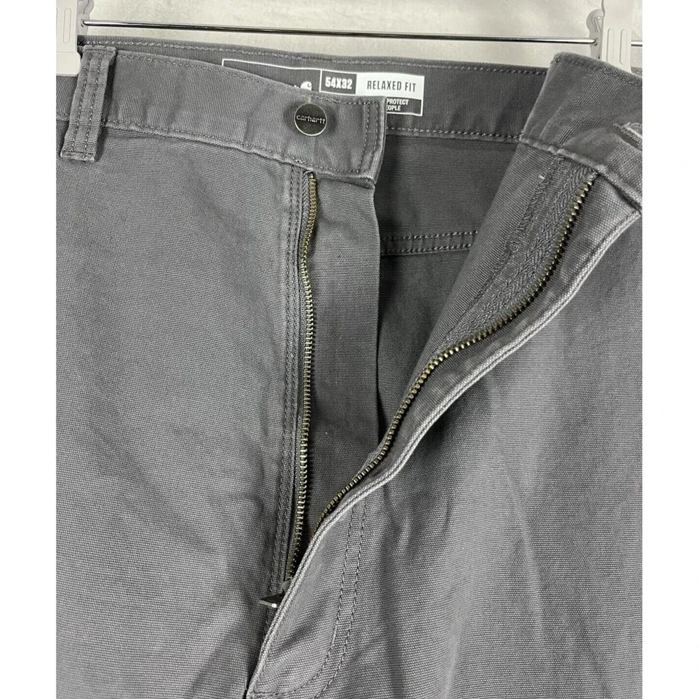 Carhartt Pants Men 52x32 Gray Rugged Flex Relaxed Fit Canvas 5 Pocket Workwear